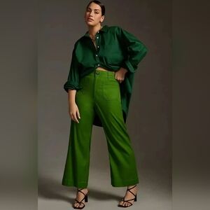 Anthropologie Maeve The Colette Cropped Wide Leg Crop Pant-Linen Edition